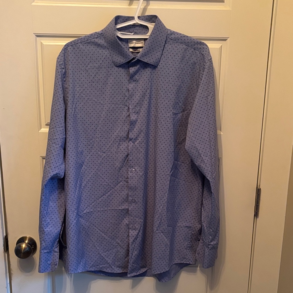 Lucky Brand Men's Blue Geometric Button Down Shirt